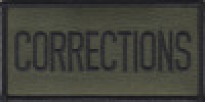 CORRECTIONS Black on OD Green Front Panel Patch 2" X 4"